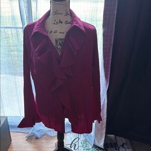SHEIN Deep Pink Ruffled Blouse